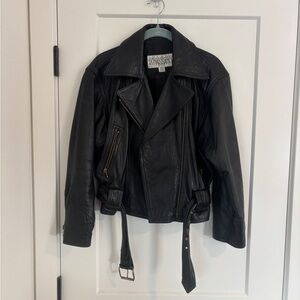 Vintage Genuine Leather Bomber Jacket Black Size Small (US 6-8).